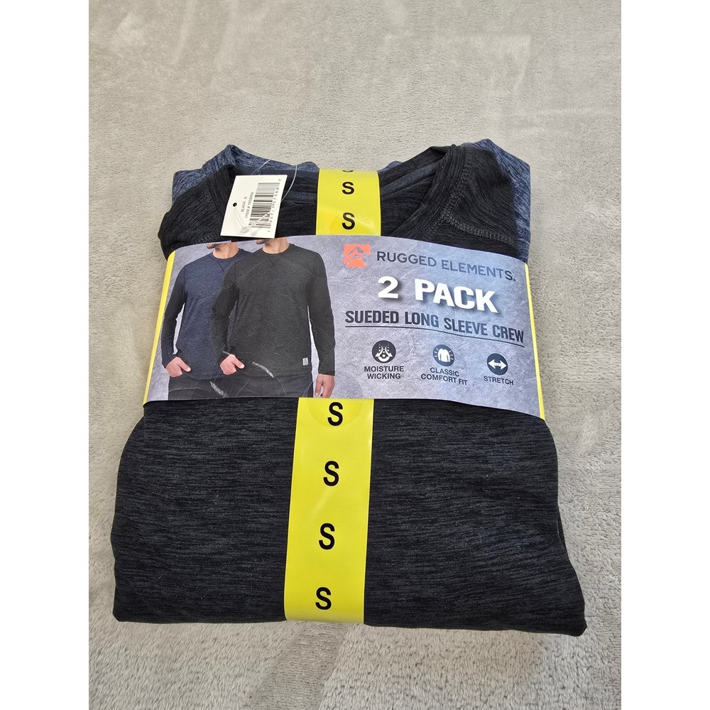 Rugged Elements 2 Pack Sueded Long Sleeve Shirts Mens S Black Blue Stretch